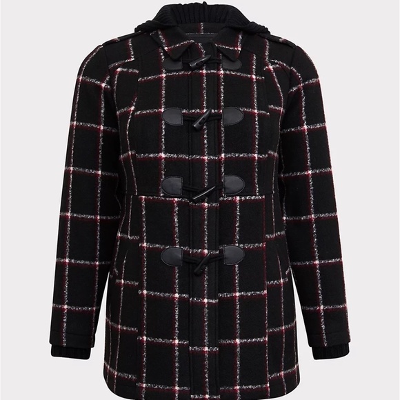 Torrid Plaid Woolen Toggle Coat NWT Size 0X - Picture 3 of 3